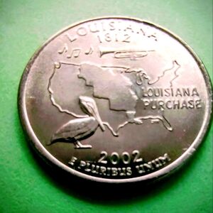 2002-P Louisiana State Quarter Uncirculated From US Mint Roll. Item #5069